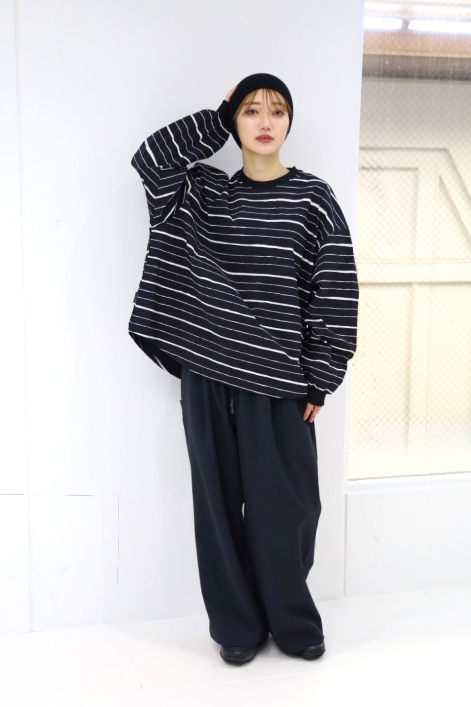 S.F.C 25FW エスエフシー SUPER BIG MIX STRIPE LS NYLON TEE (SFCFW25CS011)Black☆10月25日(土)発売！