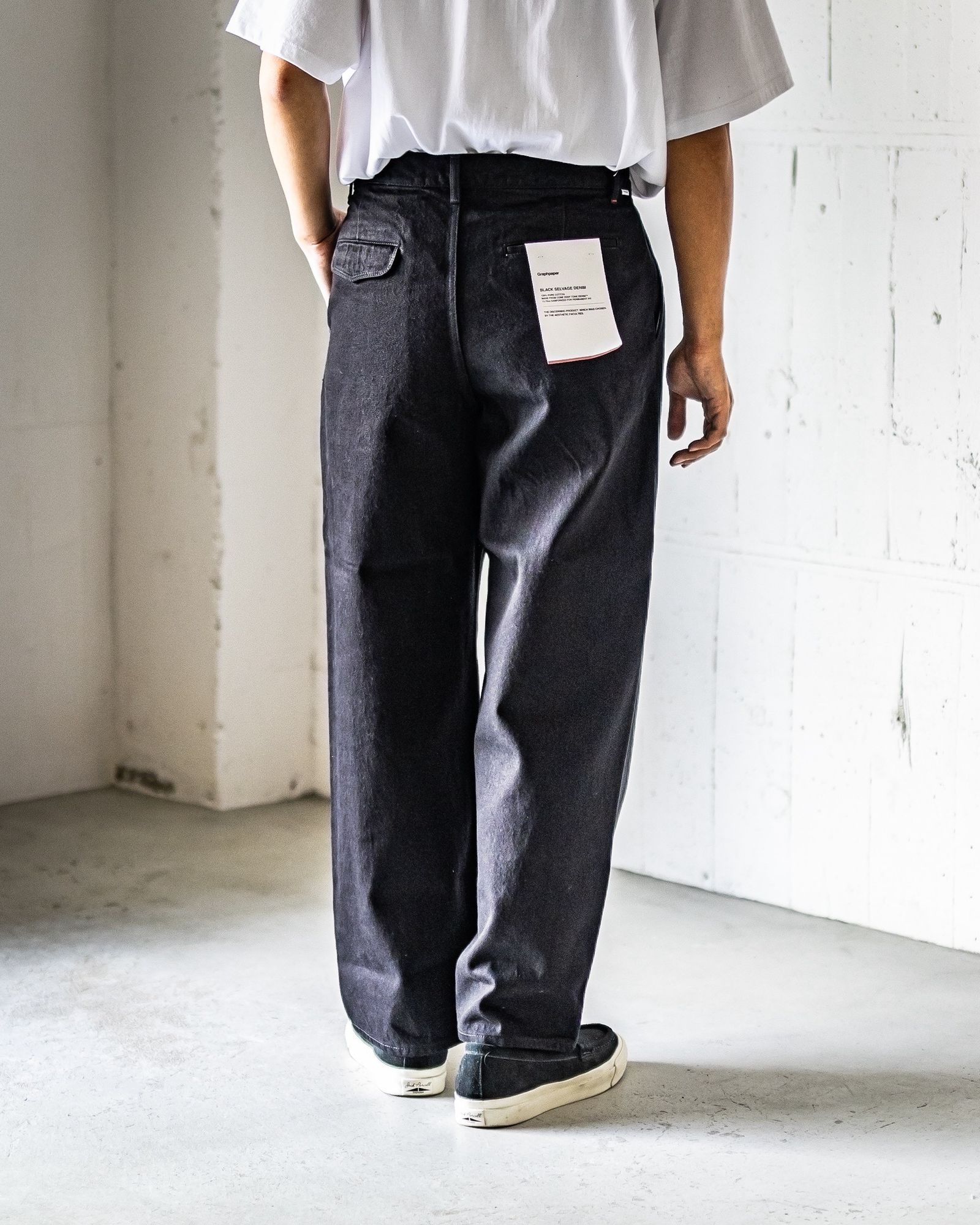 グラフペーパー25AW Selvage Denim Two Tuck Pants(GU253-40061RB)BLACK_WASHED☆7月26日(土)発売！