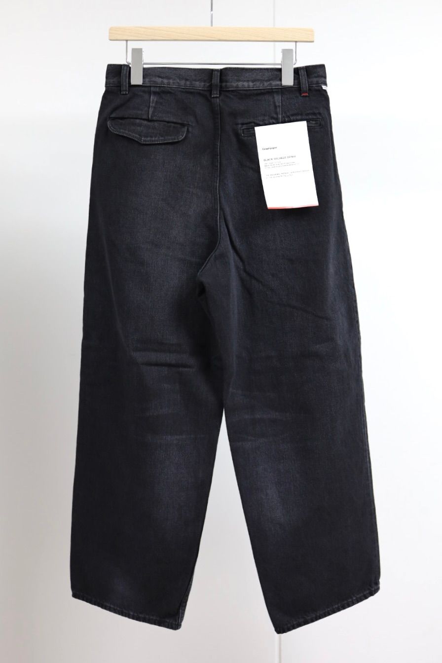 グラフペーパー Selvage Denim Two Tuck Pants(GU261-40061DB)BLACK_DARK FADE