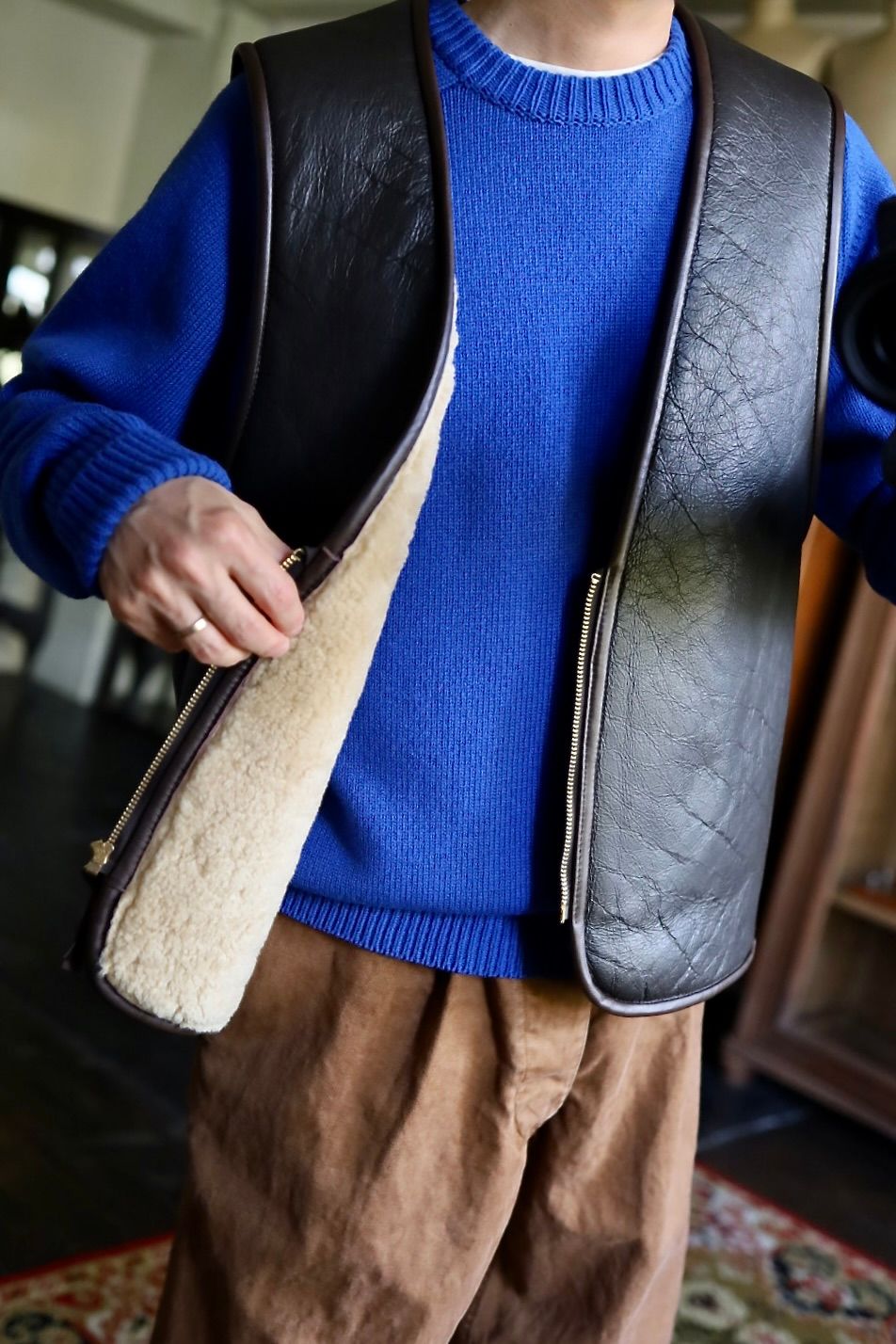 Gurank グランク ベストLamb skin best (2543)BROWN★新作発売！