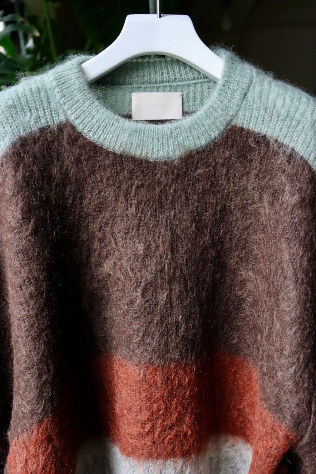 ヨーク23AW MOHAIR BORDER CREWNECK SWEATER(YK23FW0572S)BROWN