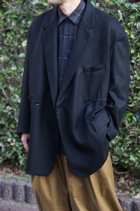 YOKE WOOL FLANNEL 11XL JACKET COAT"BLACK"Style.2020.11.16.