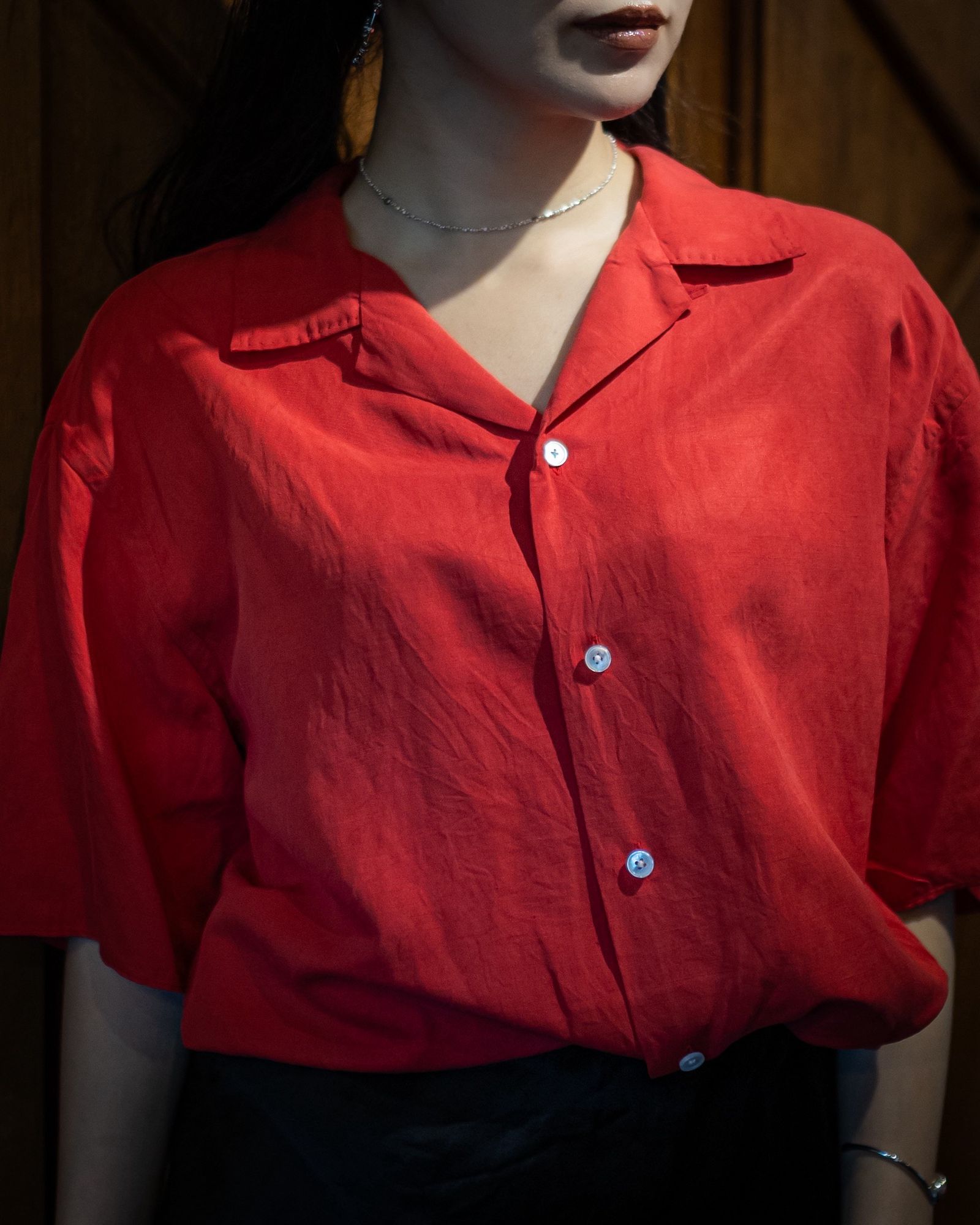 アプレッセ 2026 STYLE1  Vintage Silk Linen S/S Open Collar Shirts(26SAP-02-09)RED