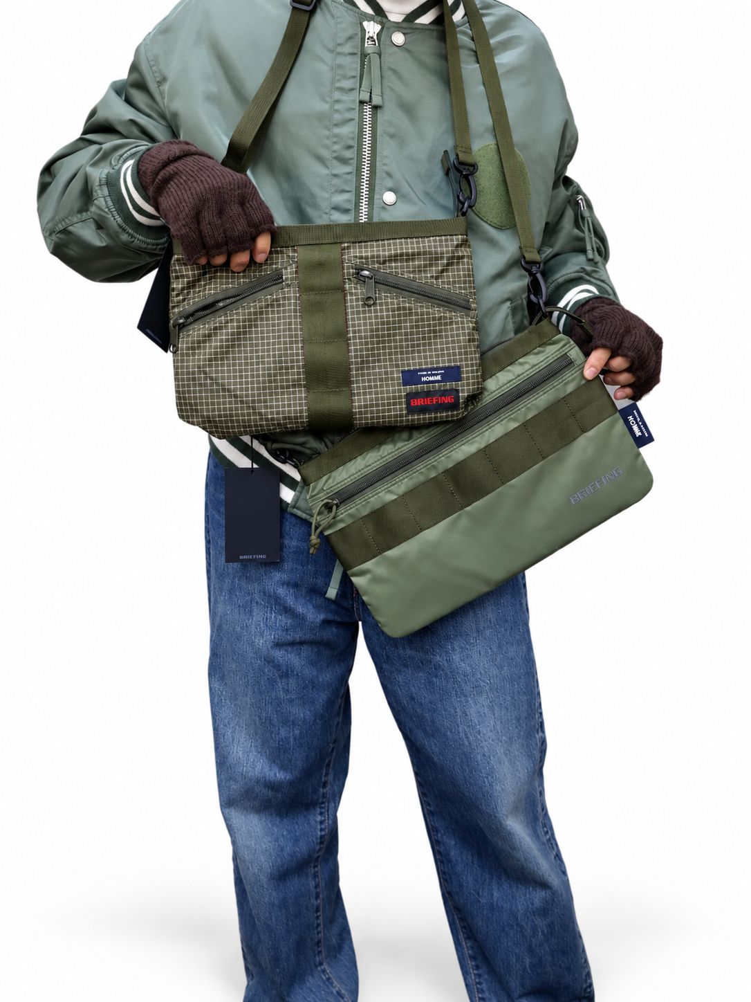 コムデギャルソンオム バッグ BRIEFING W-NAME REVERSIBLE SACOCHE(HR-K209-051)KHAKI×KHAKI☆10月2日(金)発売！