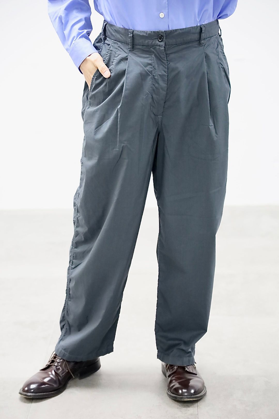 グラフペーパー 26SS Garment Dyed Typewriter Oversized Slacks(GM261-40102B)C.GRAY