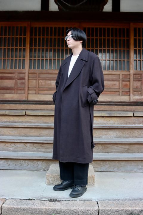 YOKE DOUBLE BREAST OVERCOAT"BLACK style"