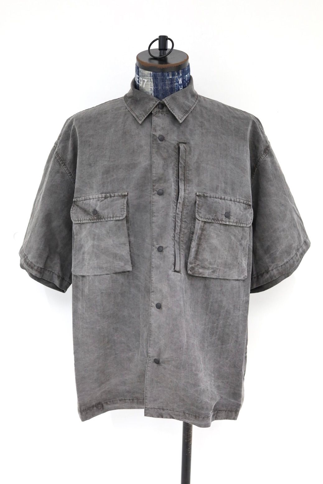 イズネス 26SS シャツ Pigment-Dyed Short-Sleeve Shirt(26SS_09_1008SSSH04-1) BLACK ☆新作発売！