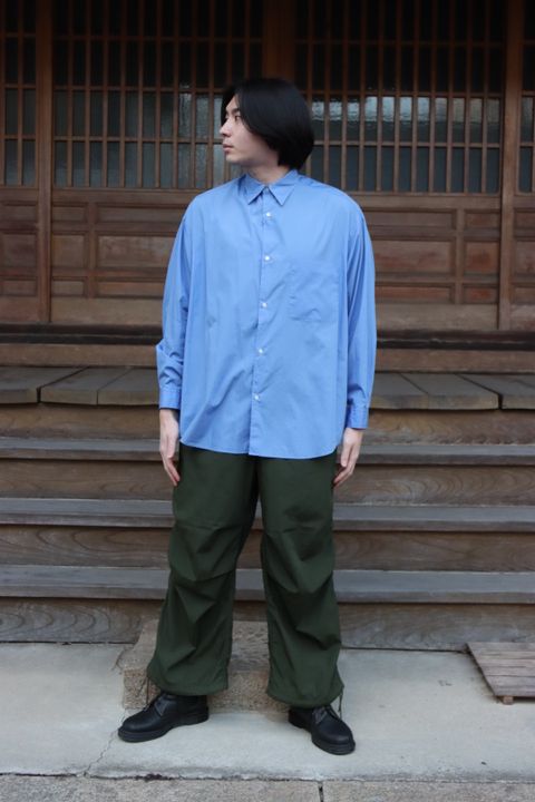 Graphpaper 22SS Broad L/S Oversized Regular Collar Shirt"BLUE".style