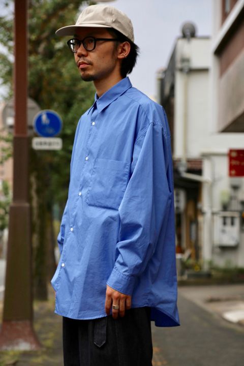 Graphpaper Broad L/S Oversized Regular Collar Shirt"BLUE"Style.2020.10.4.