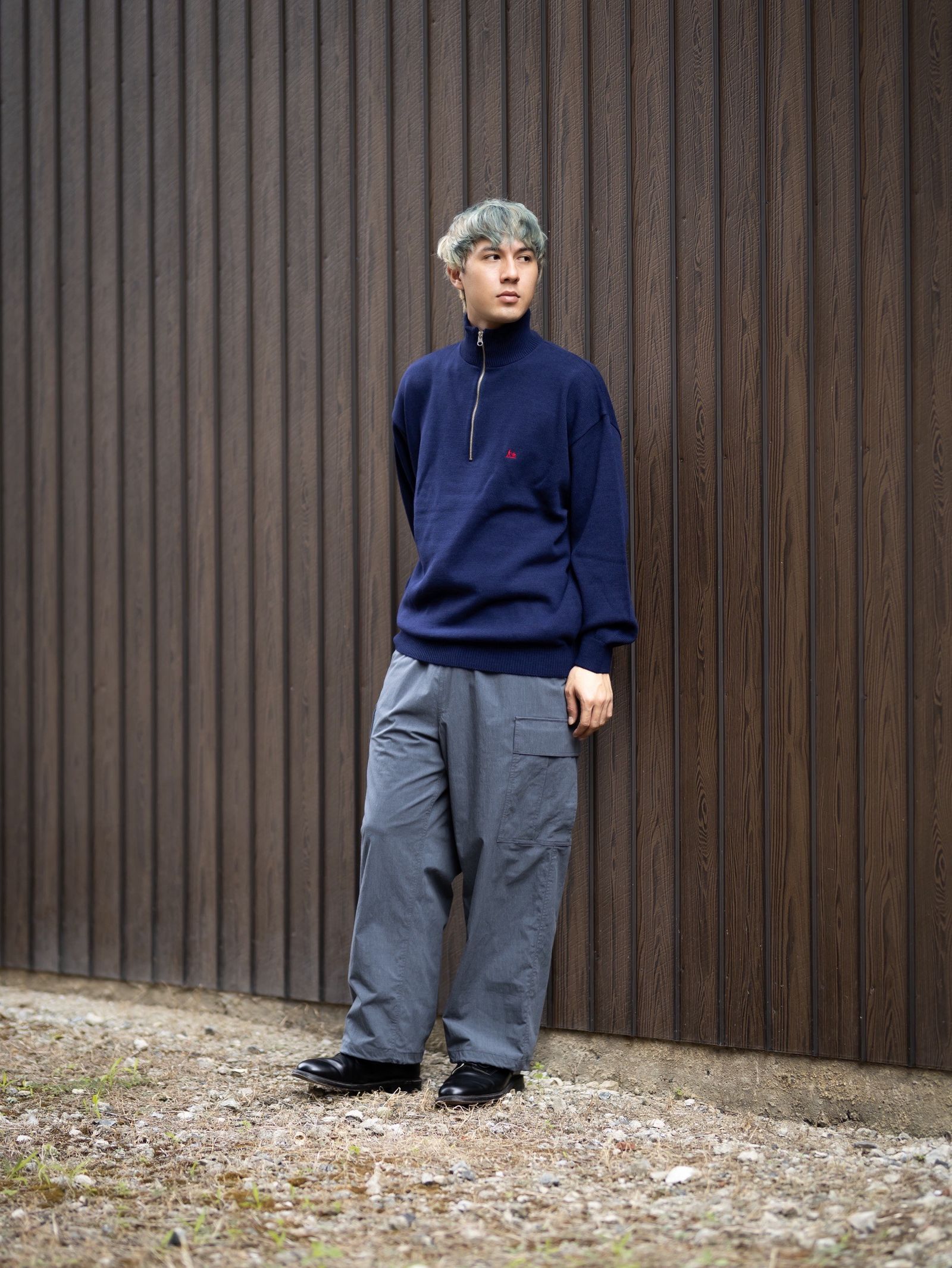 FreshService THERMAL JERSEY HARF ZIP KNIT MARK STYLE