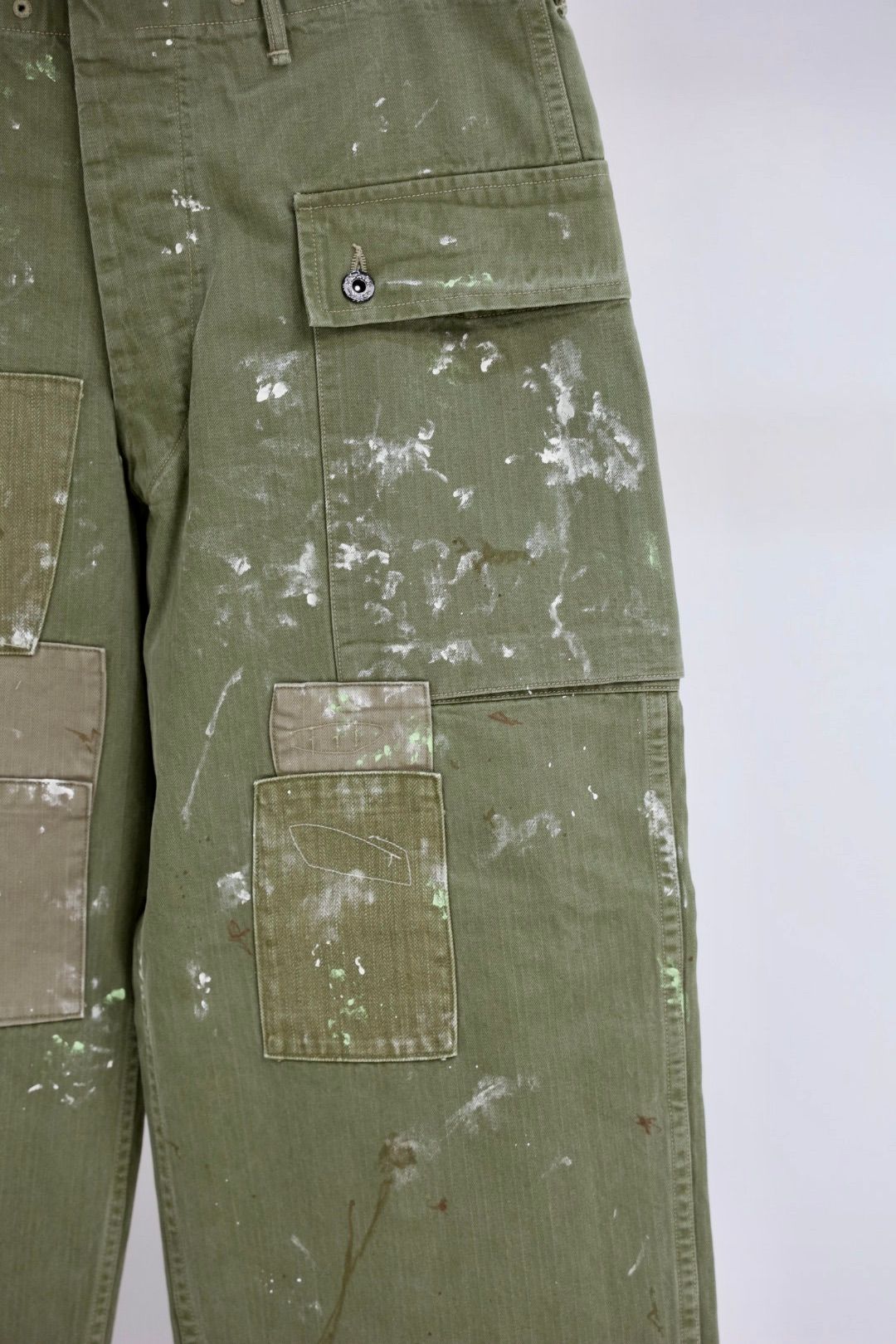 BOW WOW 25FWバウワウ PAINT STAINED USMC P-44 HBT TROUSERS(BW252-PU4HT)PAINT STAINED OD★10月11日(土)発売！