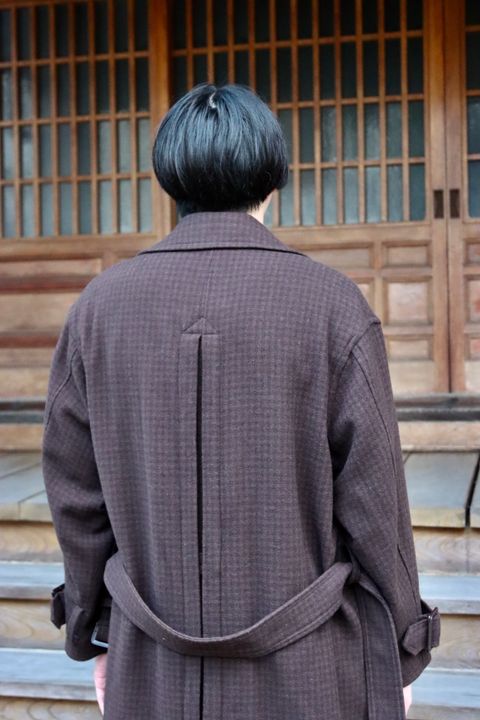YOKE DOUBLE BREAST OVERCOAT"BROWN style"