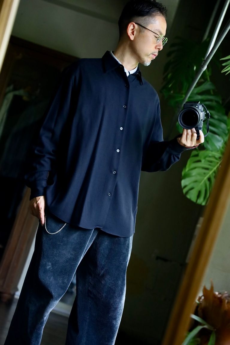 A.PRESSE - アプレッセ Wool Regular Collar Shirt(24AAP-02-01H)NAVY 