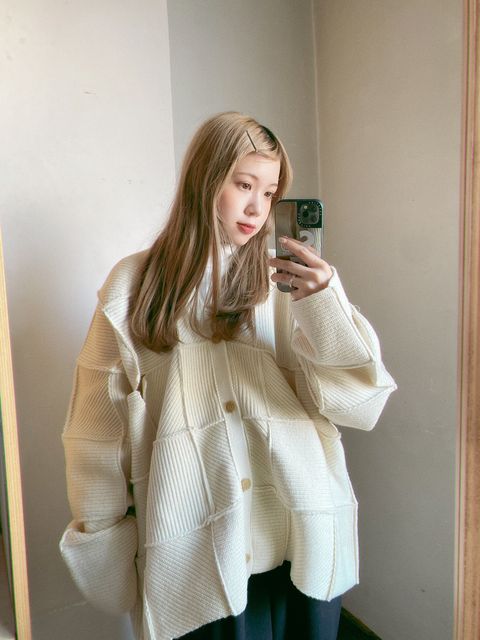 YOKE 24SS PATCHWORK RIB BUTTONED CARDIGAN style.2023.12.23