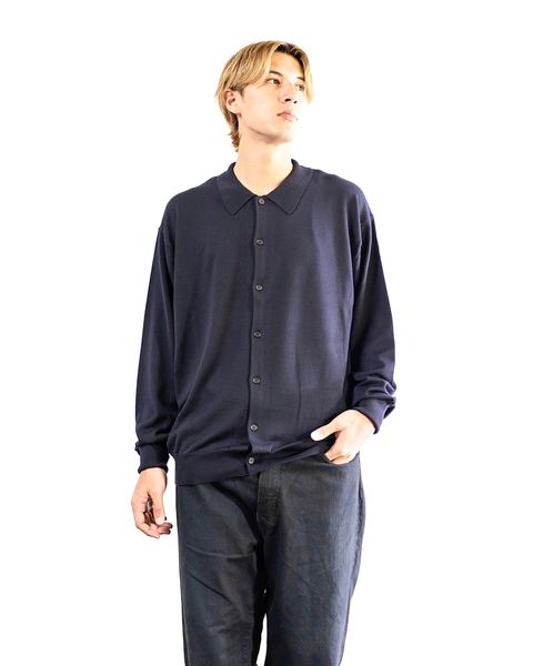 A.PRESSE Wool Knit Polo Collar Cardigan(NAVY) 8月10日(土)新作発売！