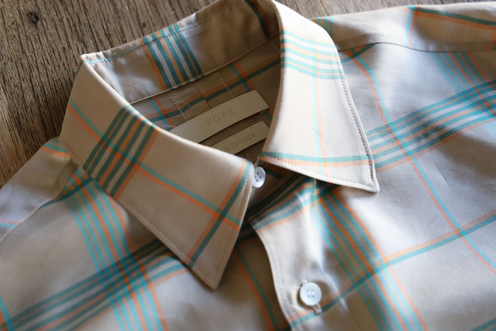 ヨーク25SS シャツPLAID REGULAR COLLAR SHIRT(YK25SS0944SH)BEIGE