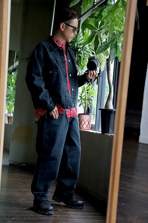 A.PRESSE アプレッセ 2025 STYLE2 Black Denim Jacketスタイル.2025.9.14.