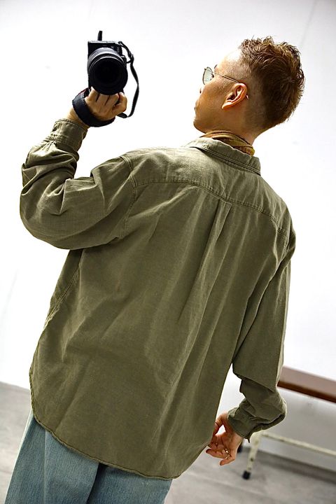 A.PRESSE 2026 STYLE2 Vintage Cotton Moleskin Shirts"KHAKI"スタイル