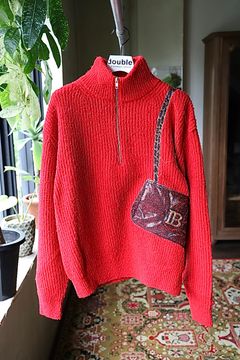 doublet ダブレット26AW TROMPE L’OEIL EMBROIDERY HALF ZIP KNIT (26AW56KN229)RED☆8月15日(土)発売！