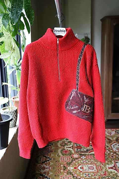 doublet ダブレット26AW TROMPE L’OEIL EMBROIDERY HALF ZIP KNIT (26AW56KN229)RED☆8月15日(土)発売！