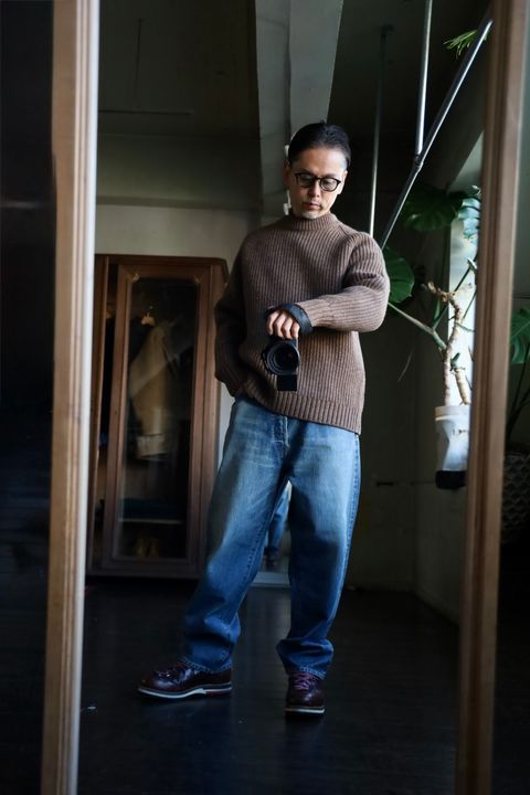 A.PRESSE No.22 Washed Wide Denim Pantsスタイル