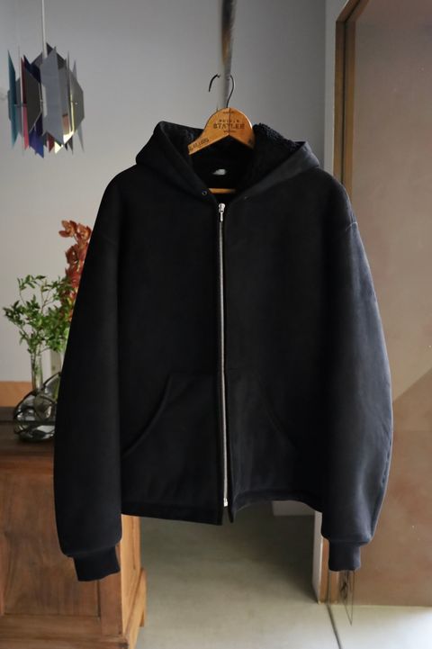 アプレッセ Mouton ZIP leather Hoodie(25SAP-01-02H)BLACK