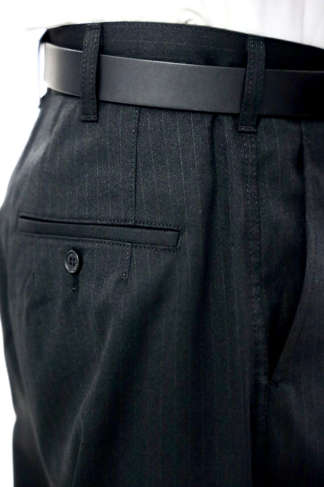 コムデギャルソンオム26SS ストライプワイドパンツ(HQ-P005-051)BLACK