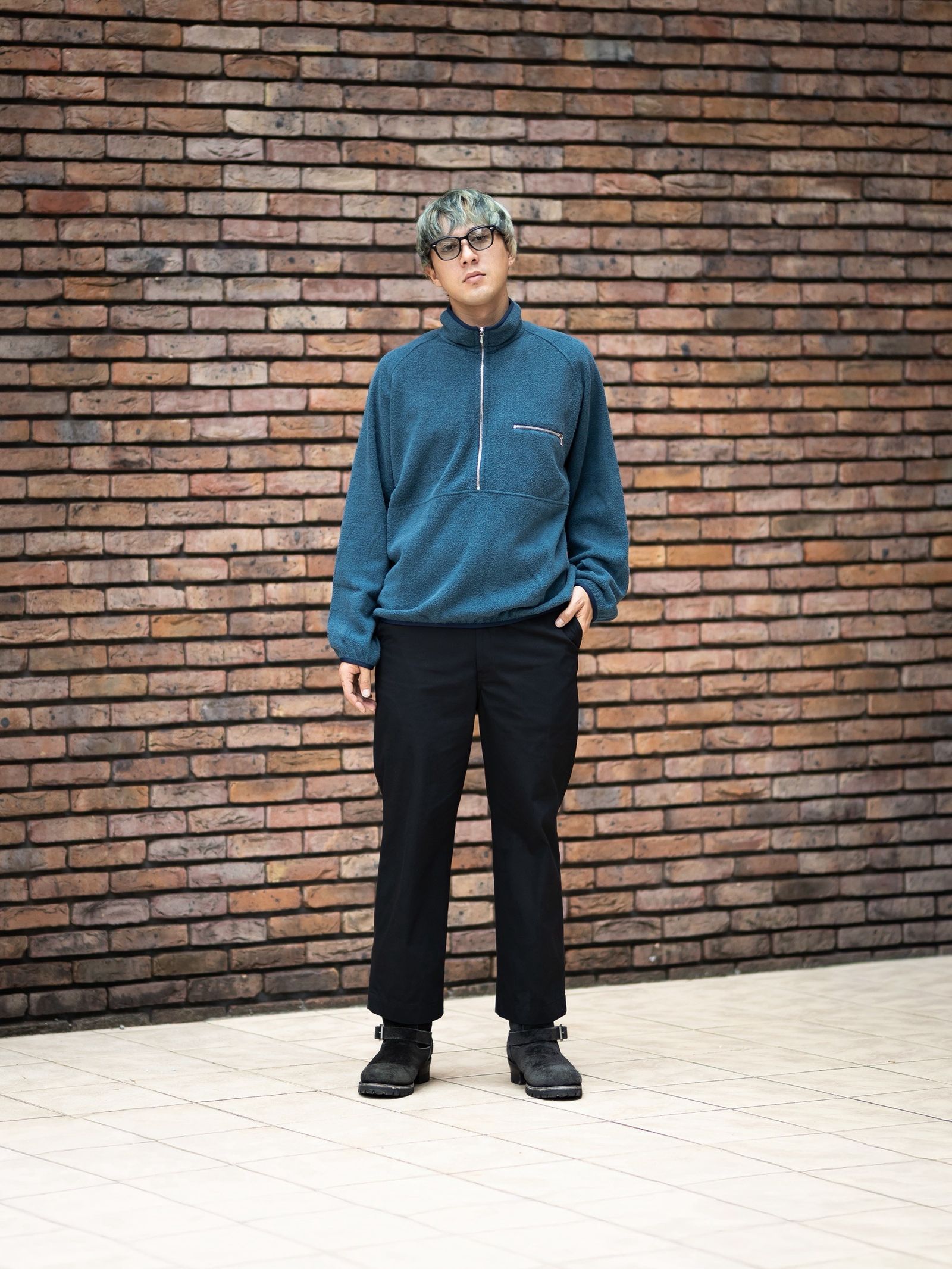 A.PRESSE Vintage Silk Fleece Harf ZIP Jacket MARK STYLE
