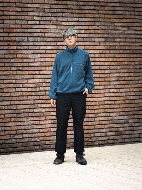 A.PRESSE Vintage Silk Fleece Harf ZIP Jacket MARK STYLE