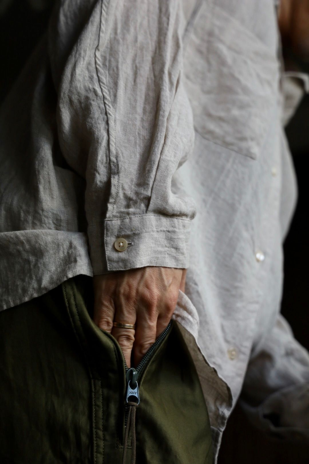 blurhms 25FW Linen Open-collar Shirt L/S(BHS25F020)natural