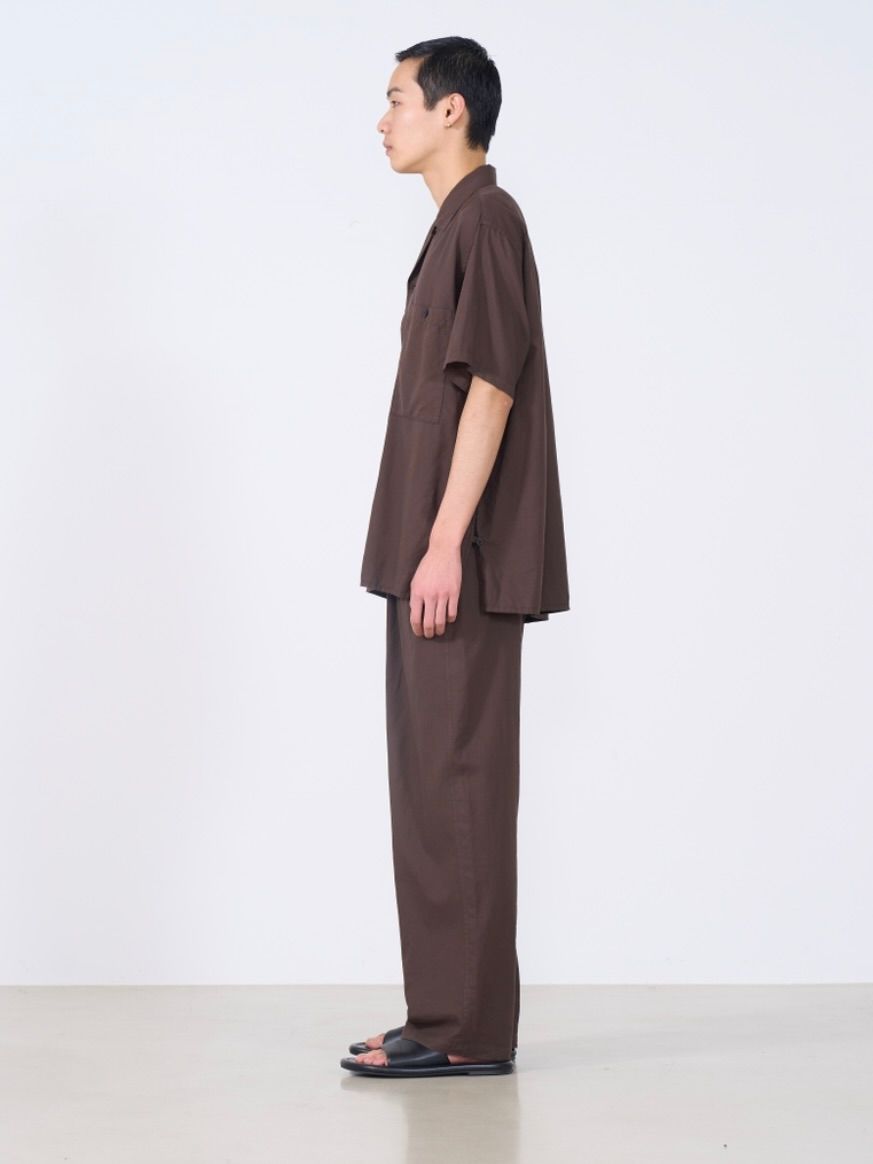 ヨーク25SUMMER シャツ GARMENTDYED COTTON SILK TWILL OPEN COLLAR SHIRT(YK25SS001006SH)BROWN