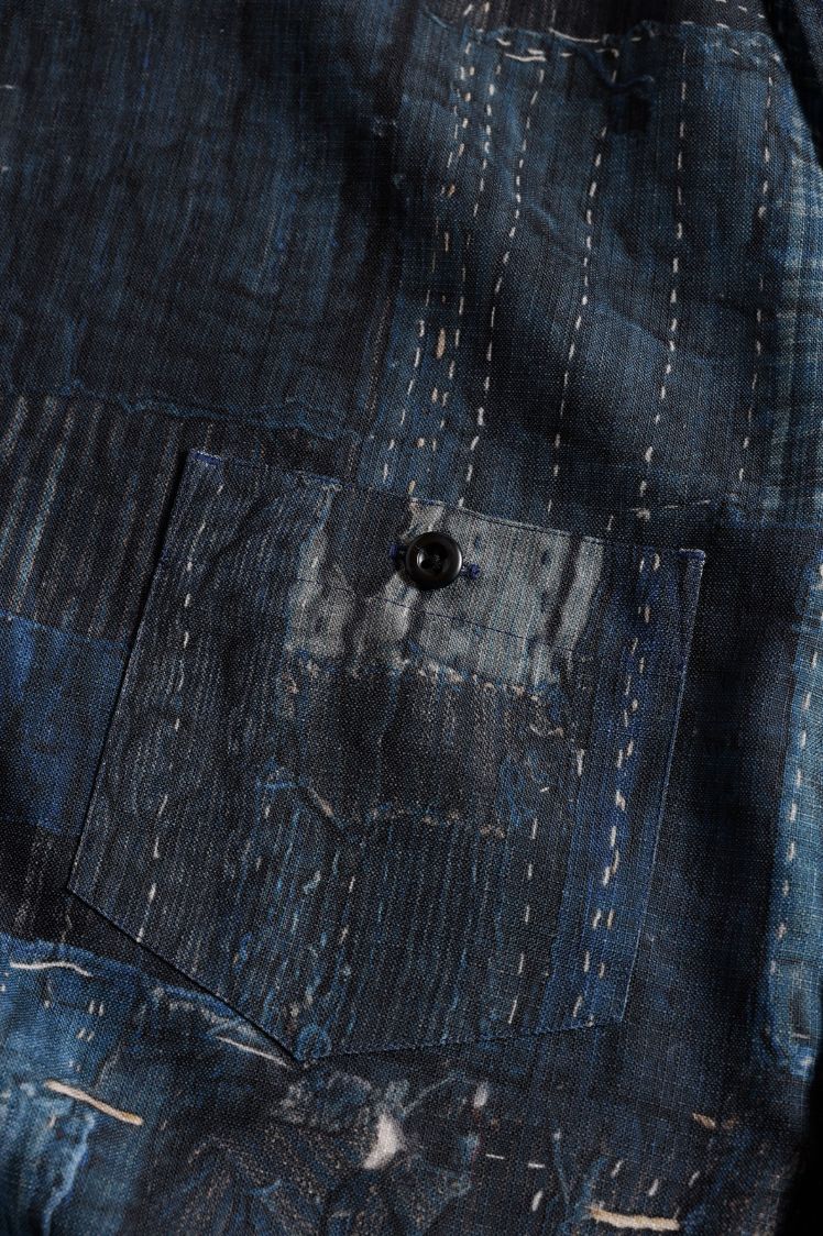 ファンダメンタル デニムシャツ PRINTED BORO S/S SHIRT (FA25/SH25P)BORO