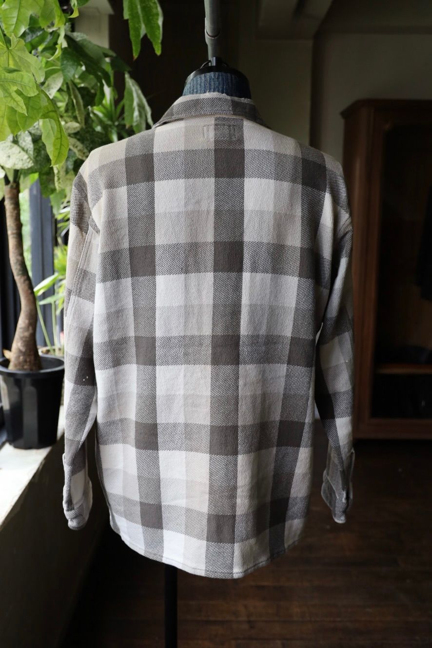 BOW WOW 25FWバウワウ DAMAGED AND STAINED FLANNEL SHIRT(BW252-DSFS) AGED GRAY x WHITE