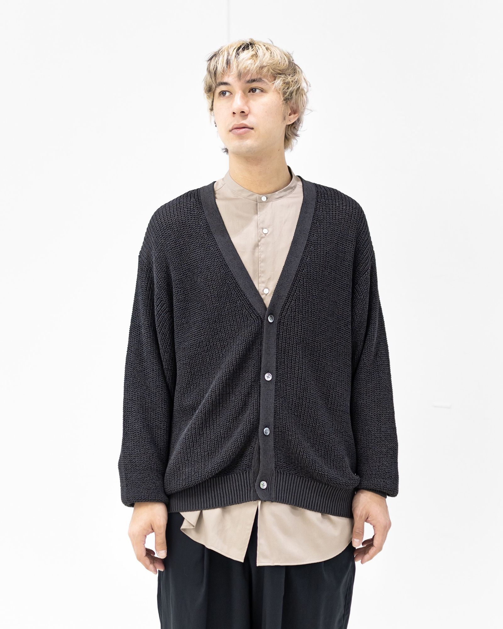 グラフペーパー26SS Coiled Wool Nylon Cardigan(GM261-80434)CHARCOAL☆2月28日(土)発売！