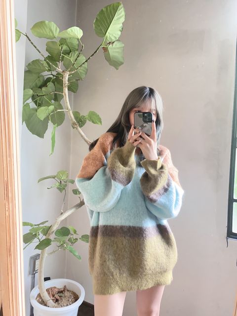 YOKE 新作MOHAIR BORDER CREWNECK SWEATER style.2023.8.27