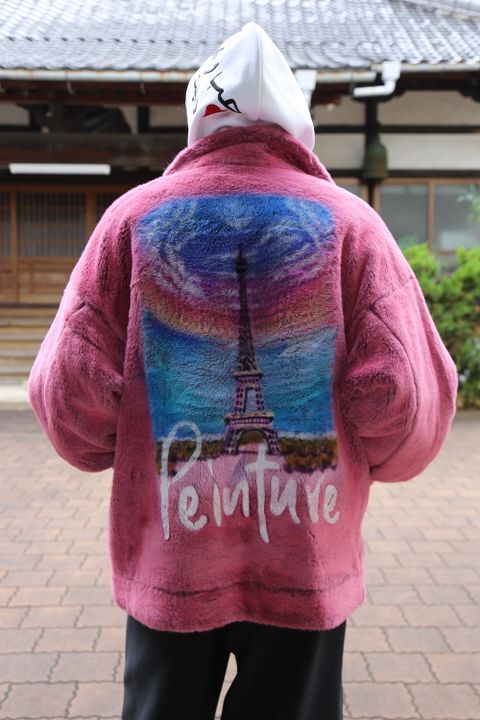 doublet HAND-PAINTED FUR JACKET"PINK"style.2020.10.17.