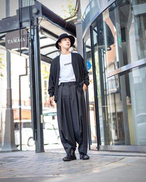 COMME des GARCONS HOMME 梳毛エステル天竺カーディガン スタイル