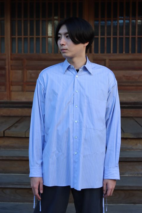 YOKE THOMAS MASON STRIPED PIPING SHIRT"SAXE"style.