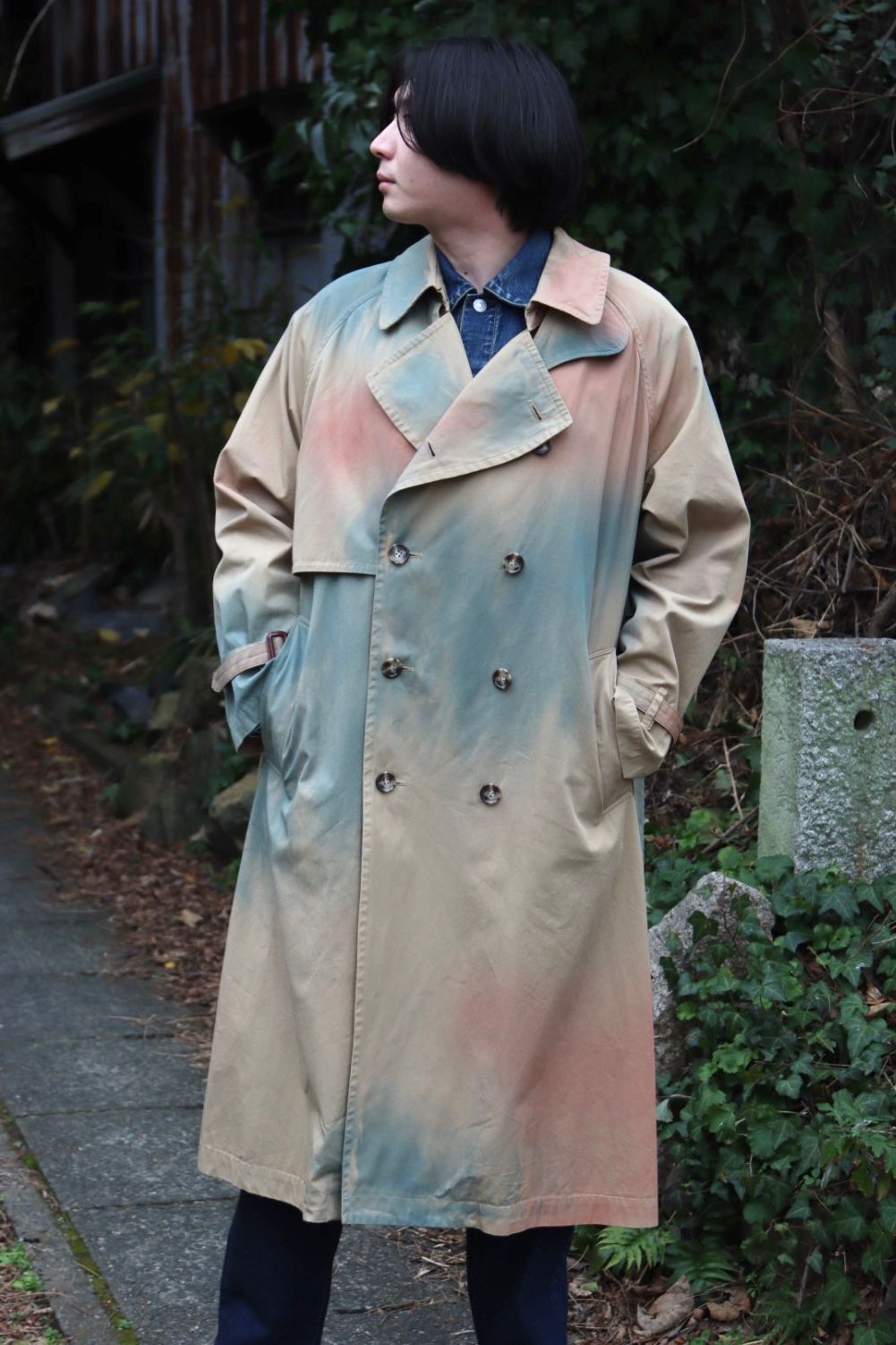 YOKE 23ss SPRAY PRINTED TRENCH COAT