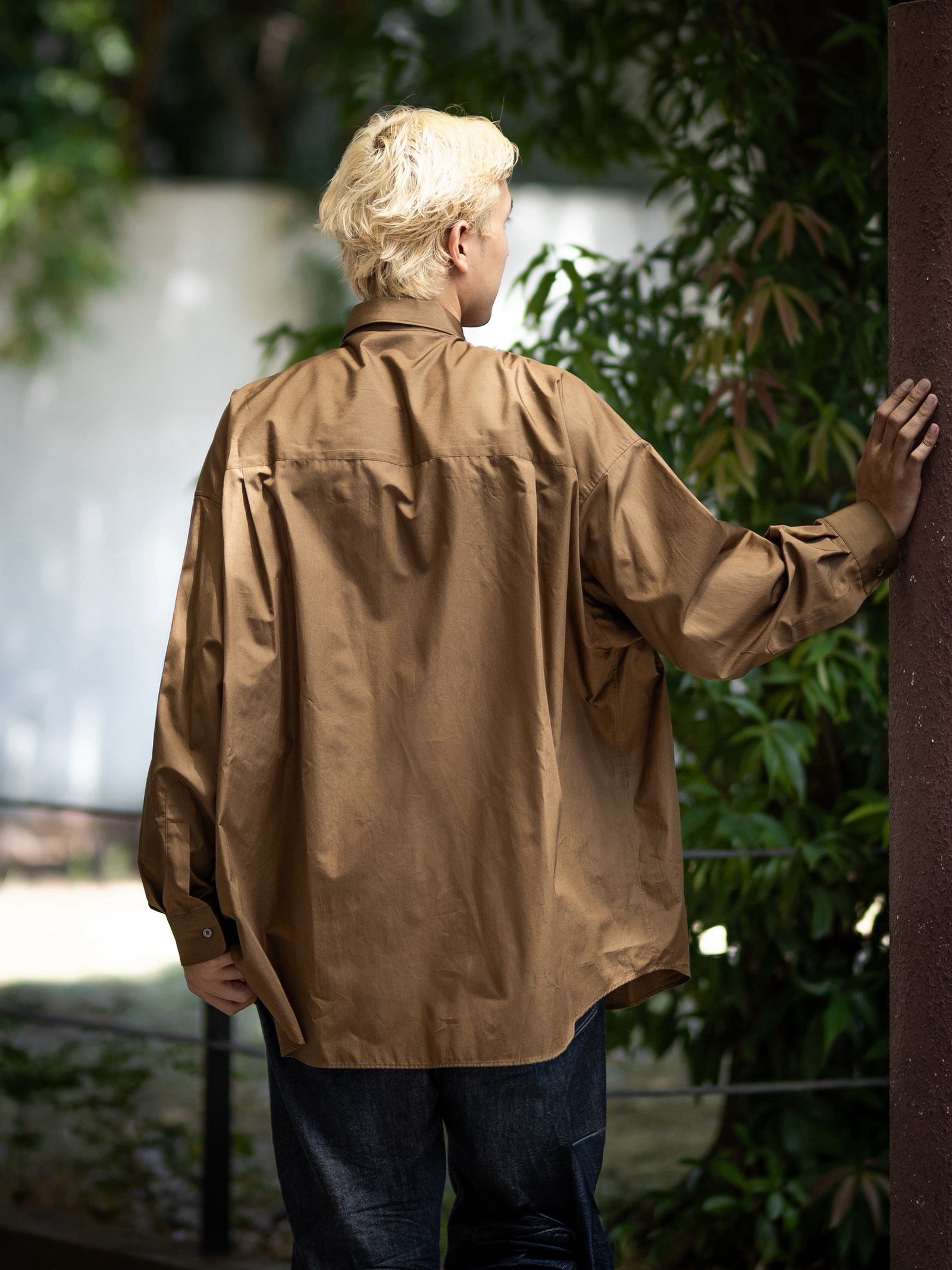 グラフペーパー ALUMO for GP L/S Oversized Regular Collar Shirt(GM263-50230)BROWN