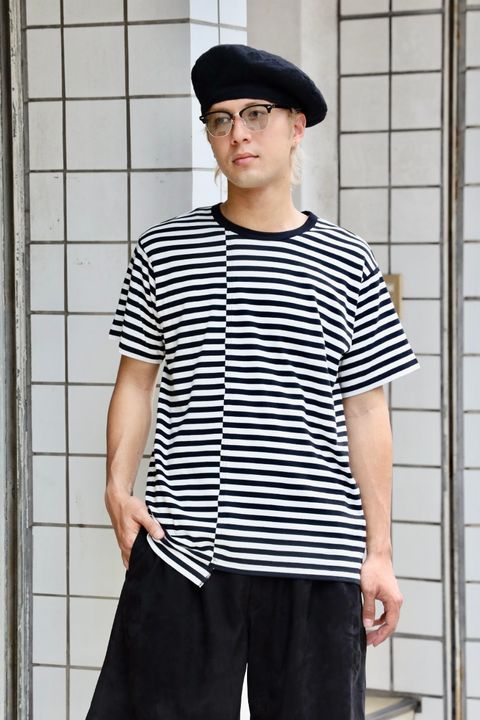 Yohji Yamamoto  新作天竺ボーダー Tシャツ MARKスタイル