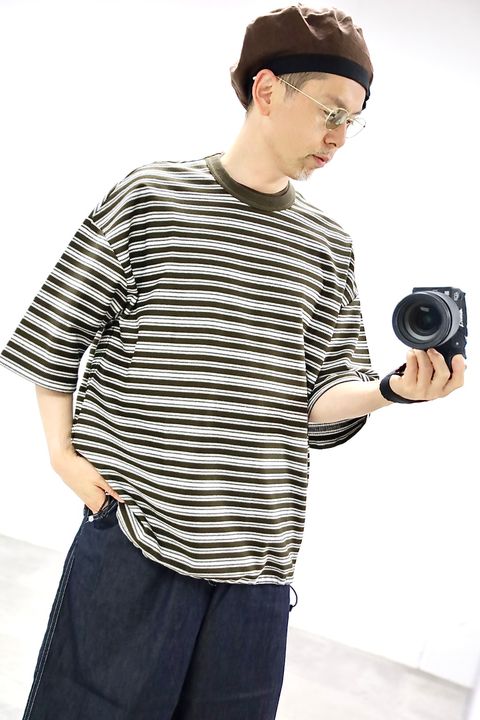 コムデギャルソンオム26SS ラッセルボーダーTシャツ(HQ-T018-051)BROWN×WHITE☆5月1日(金)発売！