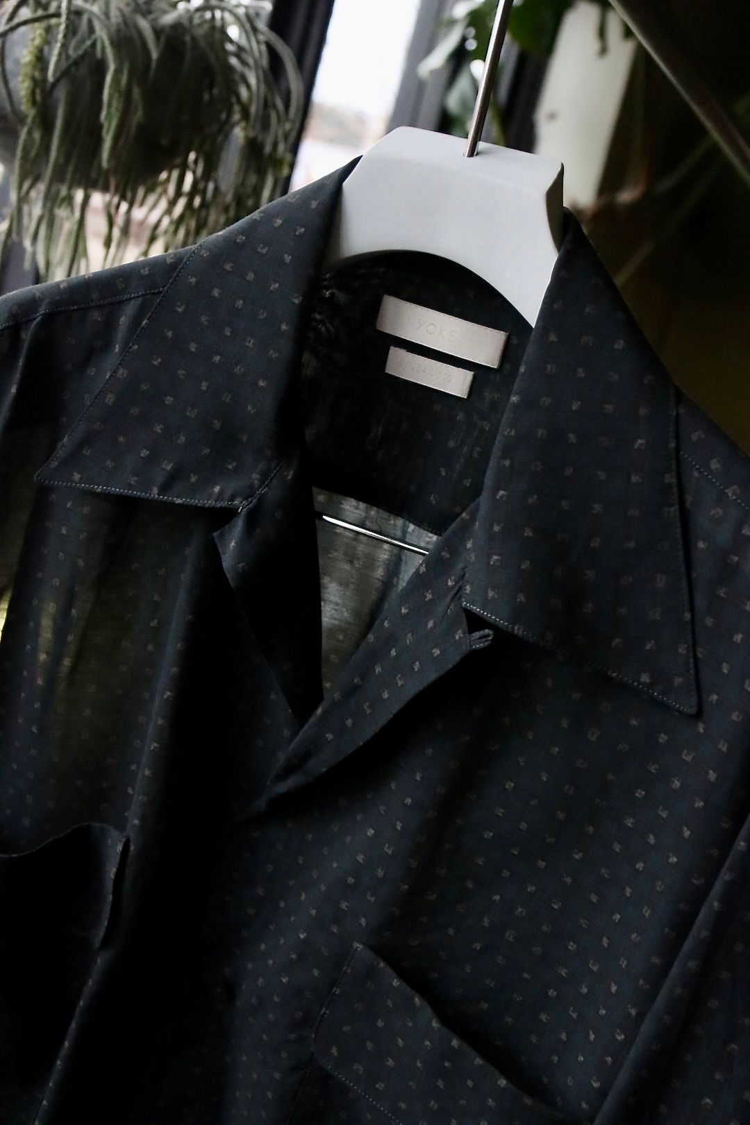 ヨーク24SS PIXEL LOW PLAID OPEN COLLAR SHIRT(YK24SS0654SH)NAVY