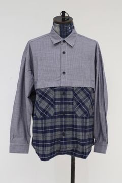 コムデギャルソンオム25FW 綿ストライプシャツ(HP-B018-051)NAVY/WHITE×GRAY/NAVY★10月3日(金)発売！