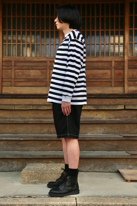 Graphpaper Border L/S Pocket Tee(GM203-70147B) style.2021.3.14.