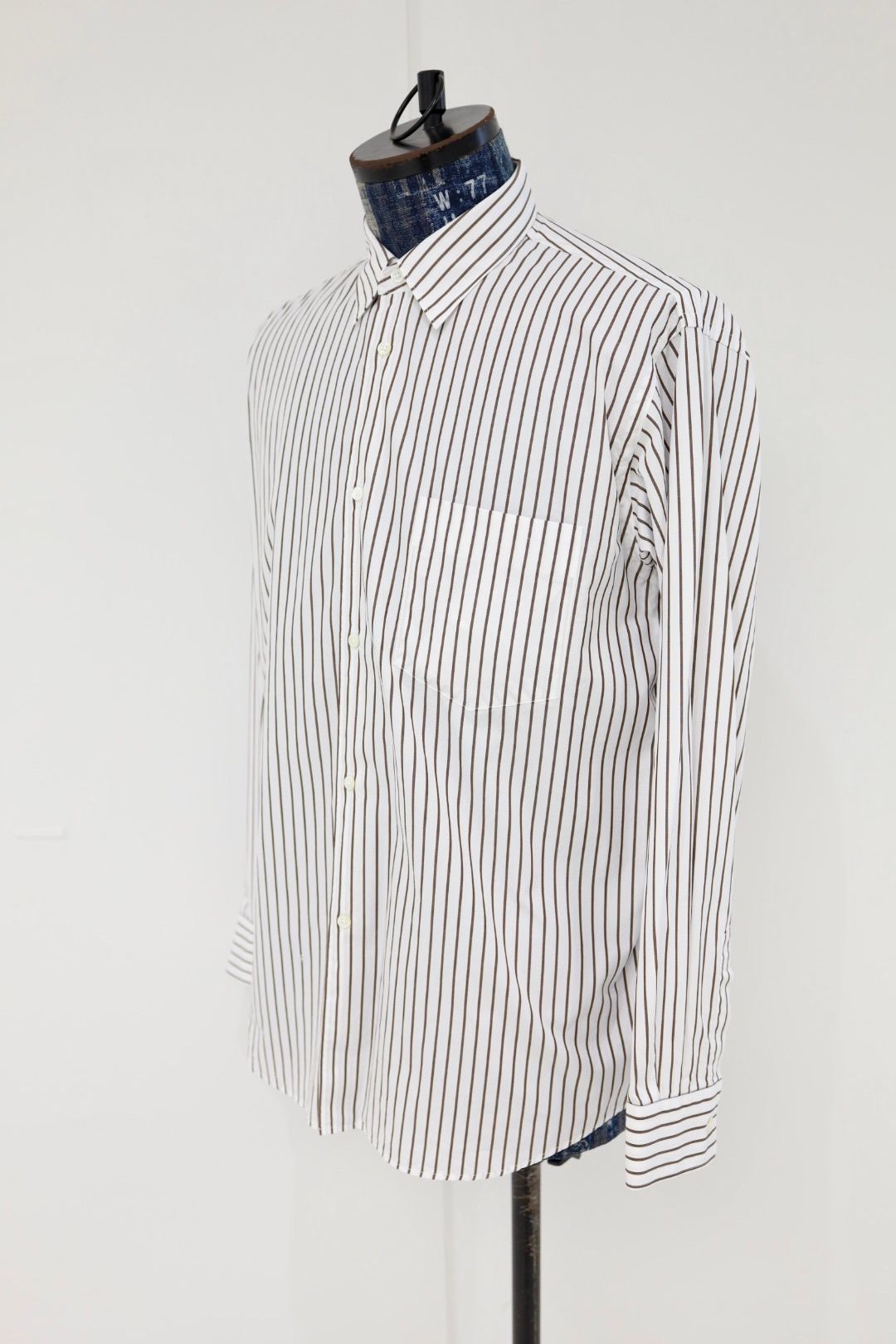 グラフペーパー 25AW SIDOGRAS Stripe Regular Collar Shirt(GM254-50024STB])BROWN STRIPE☆10月25日(土)発売！