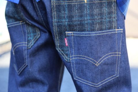 JUNYA WATANABE COMME des GARCONS MAN 綿デニム×ウールツイードLevi′s Wネームデニムパンツ Style.2020.8.30.