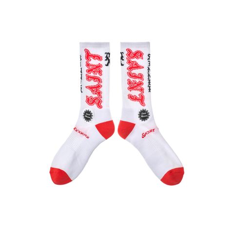 セントマイケル 26SS SAINT SOCKS(SM-MK8-0000-106)WHITE×RED☆4月11日(土)発売！