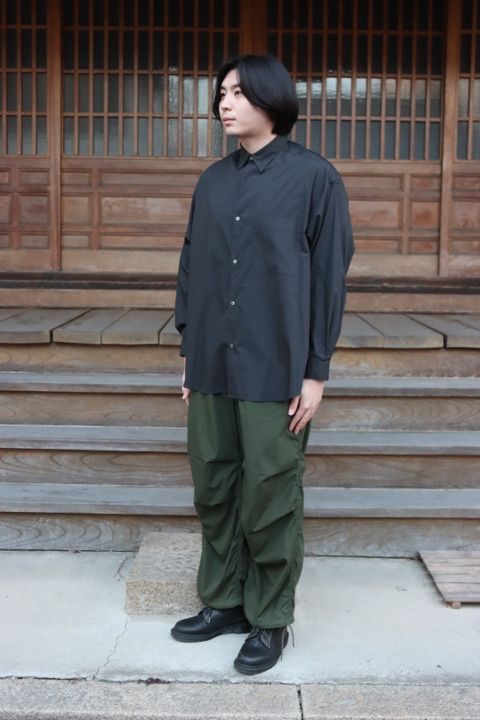 Graphpaper 22SS Broad L/S Oversized Regular Collar Shirt"BLACK".style