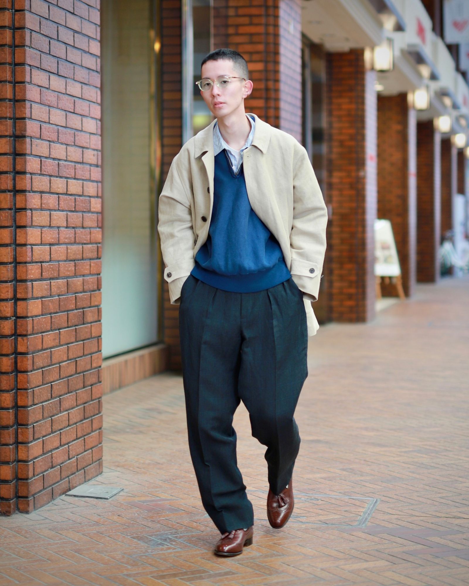 A.PRESSE アプレッセ23SS Wide Tapered Trousersウインドペンスタイル 